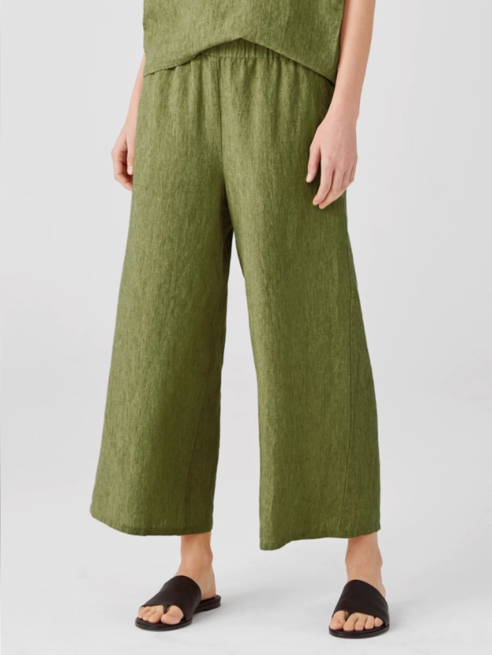 Jones New York Vibrant wide-leg flowing relaxed silhouette linen ankle trousers